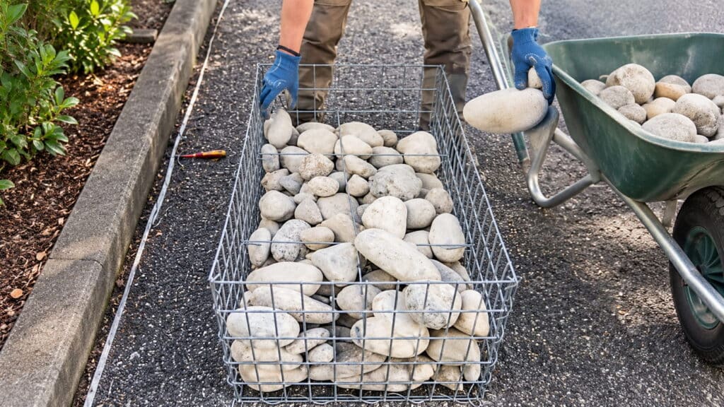 mur-galets-toulouse-gabion-réalisé par Julien Jardinier Bio