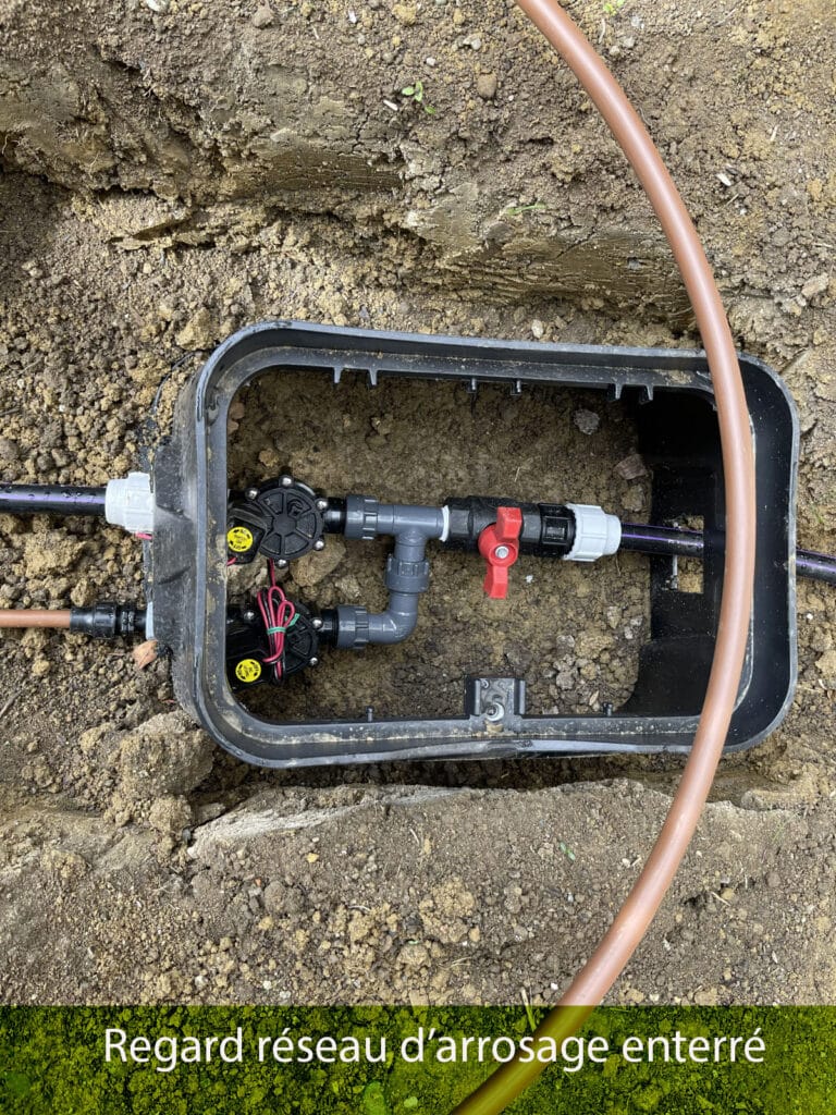 Installation regard d'arrosage avec électrovannes commandées par programmateur à Castanet-Tolosan par Julien jardinier bio